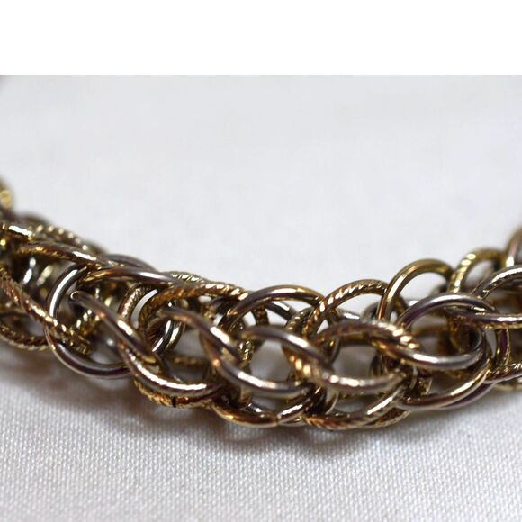 Vintage Gothic Punk Grunge Chainmaille Gold Tone Metal Link 7" Unisex Bracelet - Picture 2 of 3